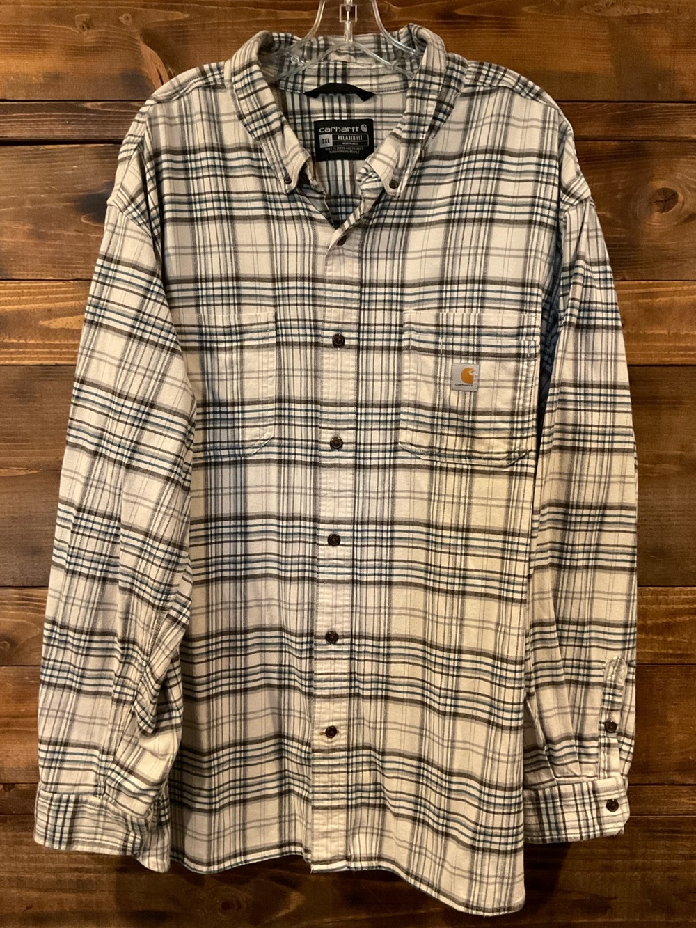 CARHARTT RUGGED FLEX® RELAXED FIT MIDWEIGHT FLANNEL LONG-SLEEVE PLAID SHIRT 3XL